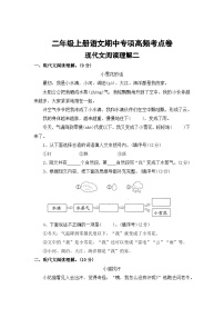 现代文阅读理解二——2025-2026学年二年级上册语文期中专项高频考点卷（统编版）（含答案）