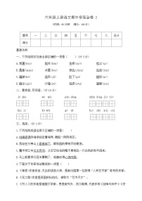 六年级上册语文期中夺冠金卷2  部编版  含答案