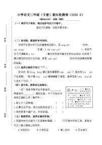浙江省嘉兴市海宁市2024-2025学年第二学期三年级语文期末试卷（含答案）