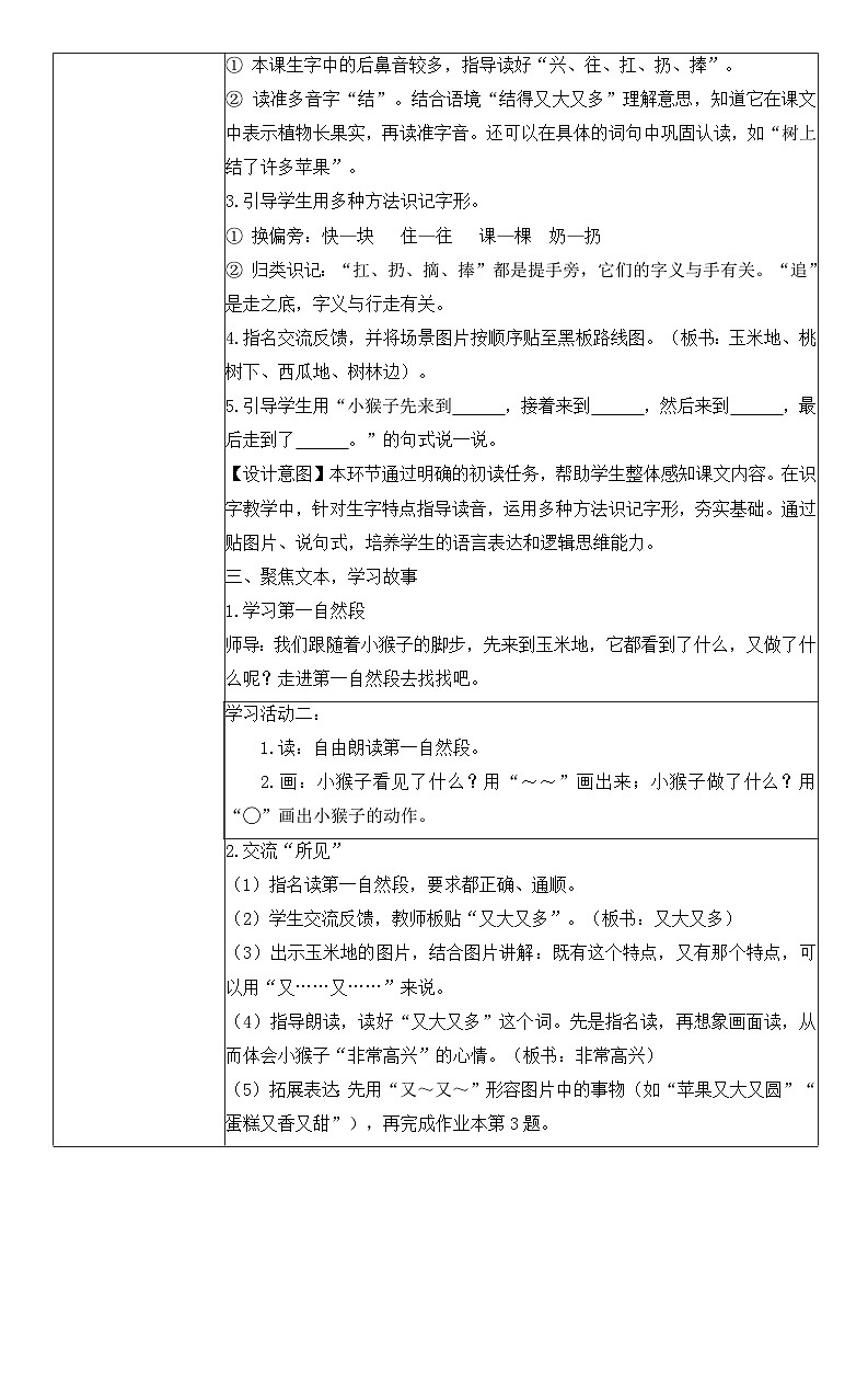 统编版语文一年级下册 17 小猴子下山 教案第2页