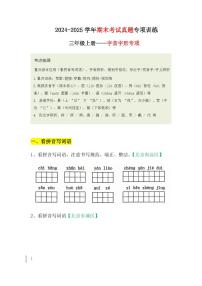 三年级上语文期末真题字音字形专项训练