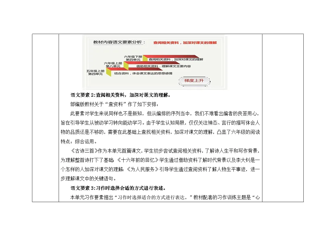 (新)部编版六年级语文下册第四单元教学设计(A4,表格式)第3页