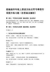 统编版四年级上册语文07标点符号寒假专项提升练习题（含答案及解析）