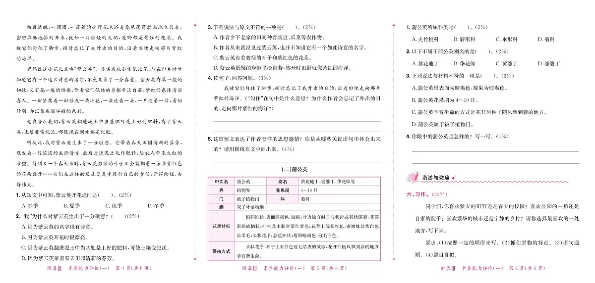 4年级下册语文练重点试卷(含答案)第2页