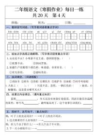 二年级语文寒假作业每日一练20天第4天