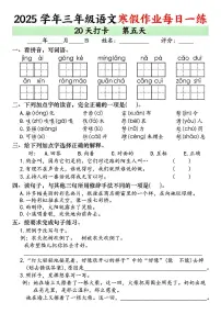 三年级语文寒假作业每日一练20天打卡第5天
