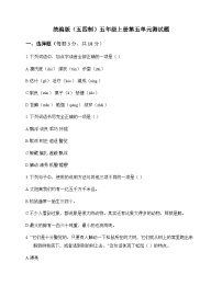 小学 语文 统编版五四制 五年级上册 第五单元 测试题及答案