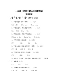 一、汉语拼音——2025-2026学年一年级上册语文期末专项复习卷（统编版）（含答案）