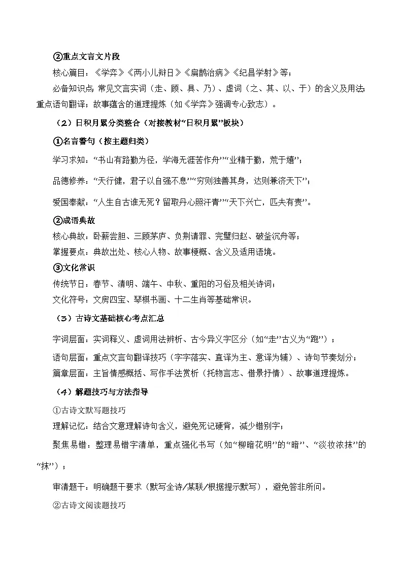 专题09 古诗文与日积月累(专项训练)六年级语文寒假专项提升(统编版)习题+答案第3页