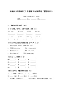 统编版五年级语文上册期末达标测试卷（模拟练习）