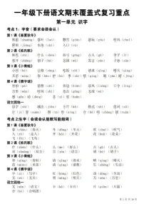 一年级语文下学期期末覆盖式复习重点学案