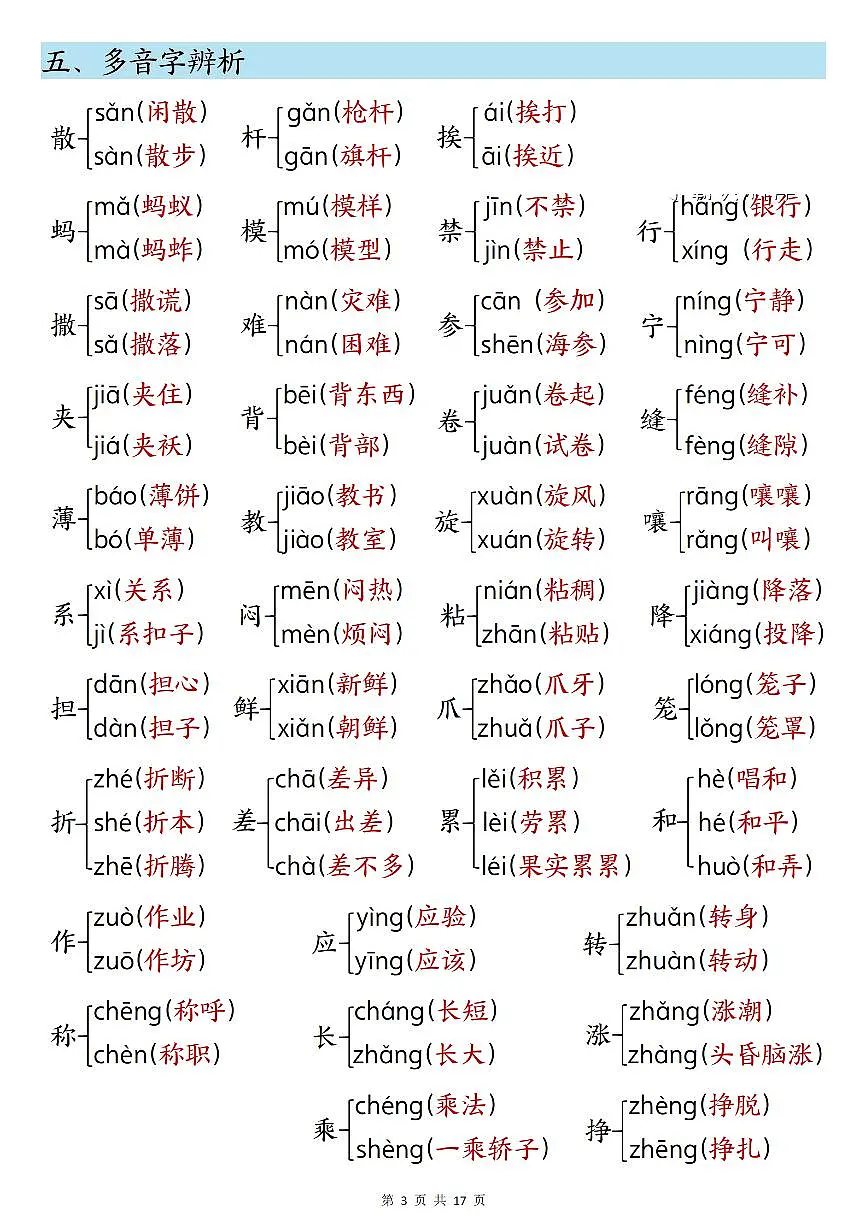 统编版三年级(下)语文知识汇总学案第3页