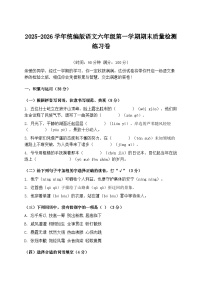 2025-2026学年统编版语文六年级第一学期期末质量检测练习卷