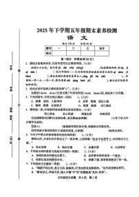 湖南省娄底市涟源市2025-2026学年第一学期五年级语文期末试卷（含答案）