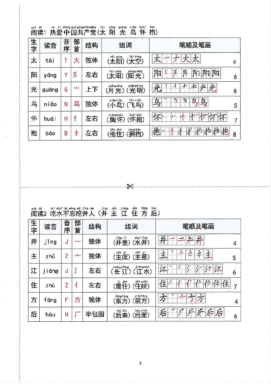 人教版一年级下册语文重点课课贴练习(无答案)第3页