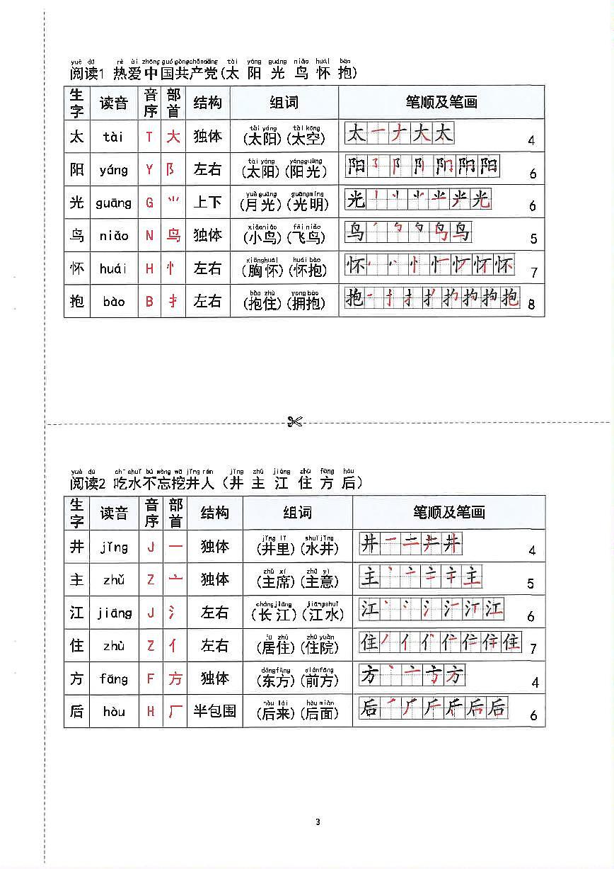 人教版一年级下册语文重点课课贴练习(无答案)第3页