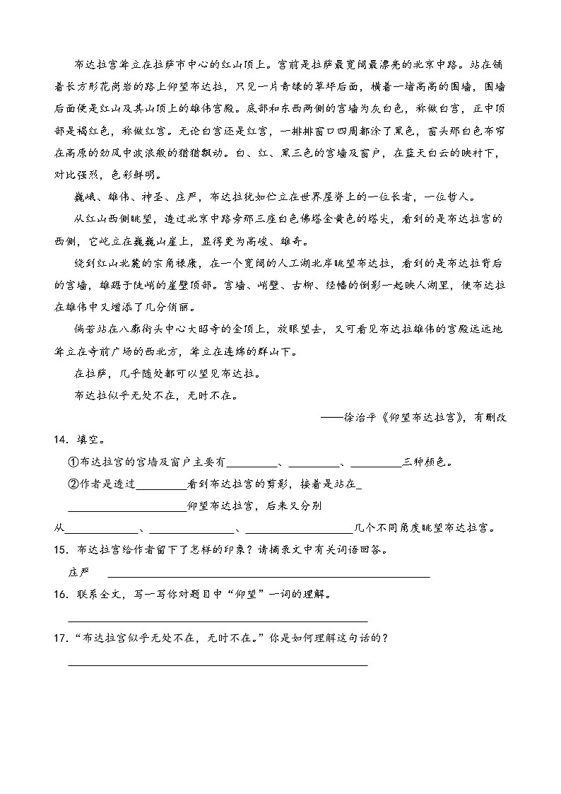 部编版五年级下册语文《金字塔》一课一练(含答案解析)第3页