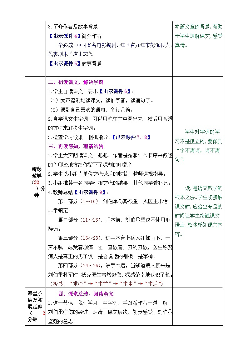 部编版五年级下册语文 11.军神 教案(表格式)第2页