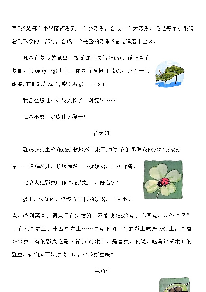 2025-2026寒假三年级语文下册预习课作业-《昆虫备忘录》(含答案)第2页