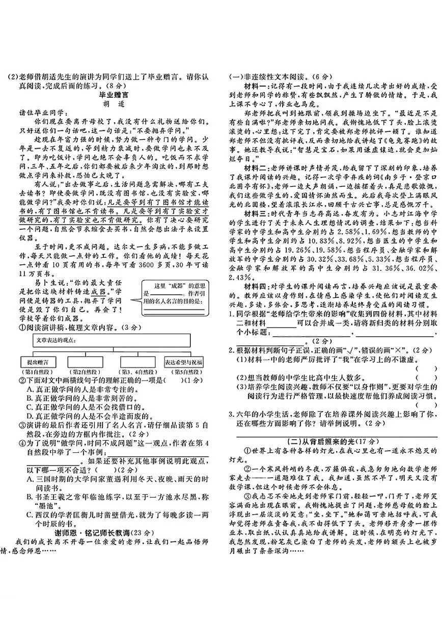 2024-2025学年山东省临沂市河东区六年级下学期期末语文试题(含答案)第3页