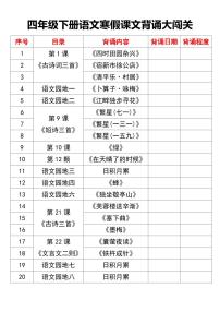 人教版四年级下册语文寒假课文背诵大闯关练习（无答案）