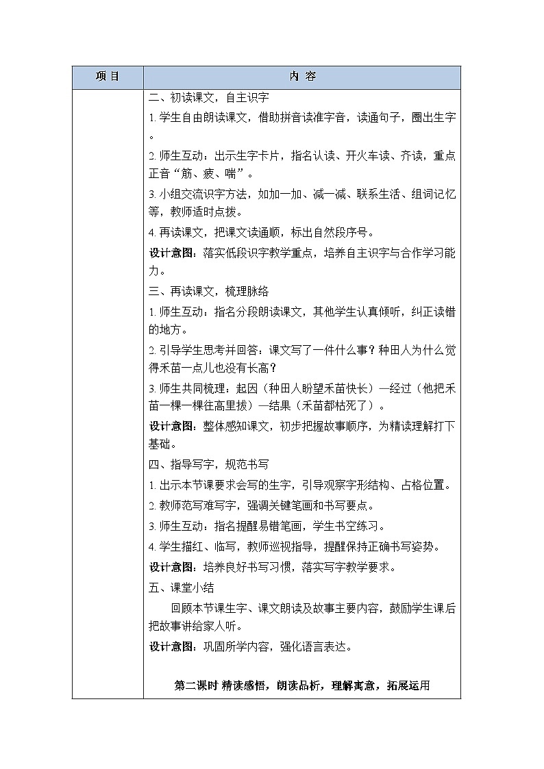 第五单元 11寓言二则《揠苗助长》教学设计(共2课时)-2025-2026学年统编版(新教材)小学语文二年级下册第2页