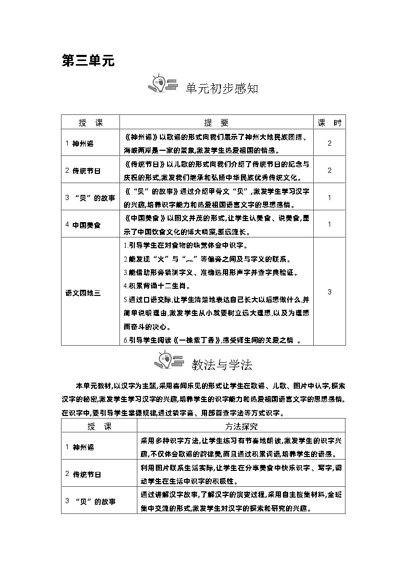 统编版(2024)二年级语文下册第三单元教案第1页