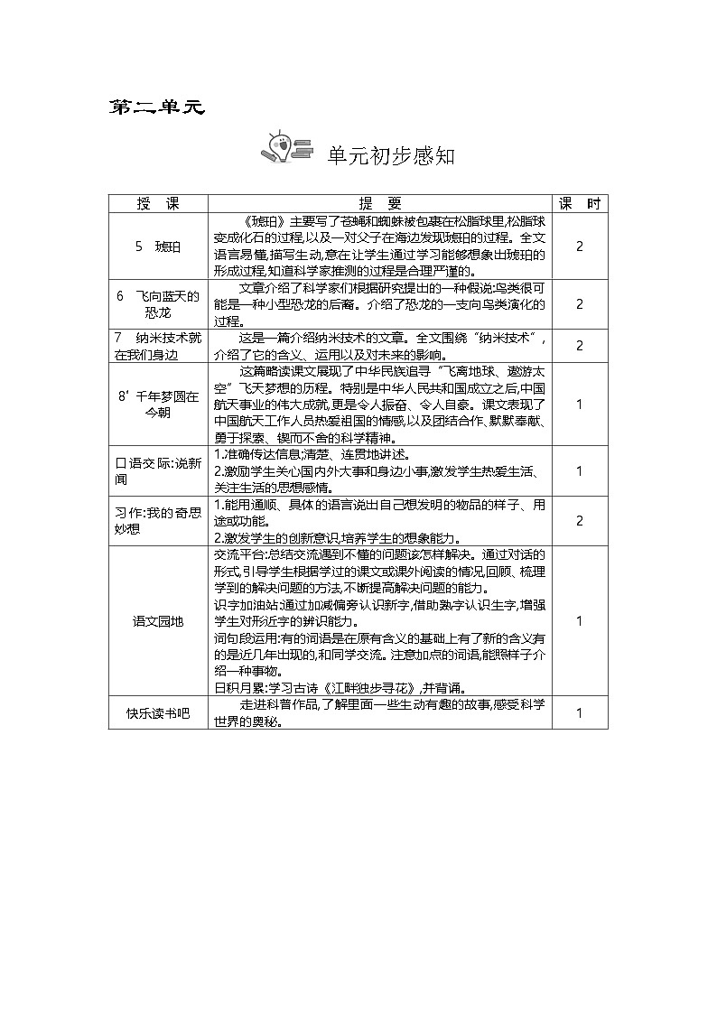 统编版(2024)四年级语文下册第二单元教案第1页