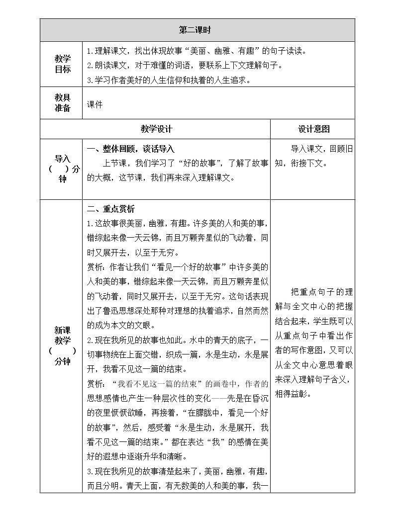 25《好的故事》教学设计 教案