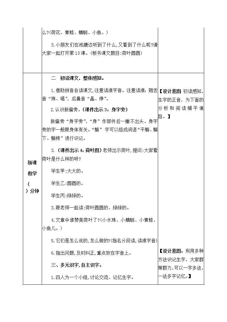 人教部编版语文一年级下册 13 荷叶圆圆 教案02