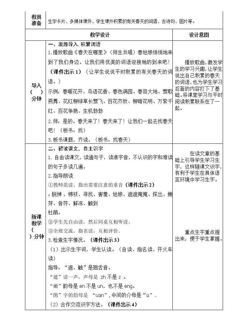 2 找春天 教案