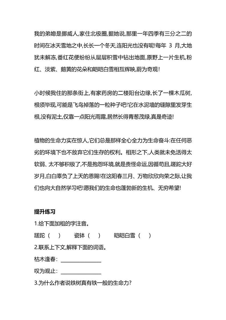 部编版四年级下册语文暑期阅读能力提升专项训练⑦(附答案)03