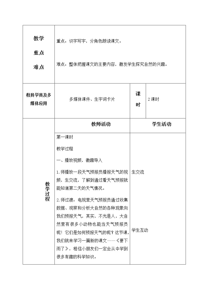 14、要下雨了 教学设计（含反思）02