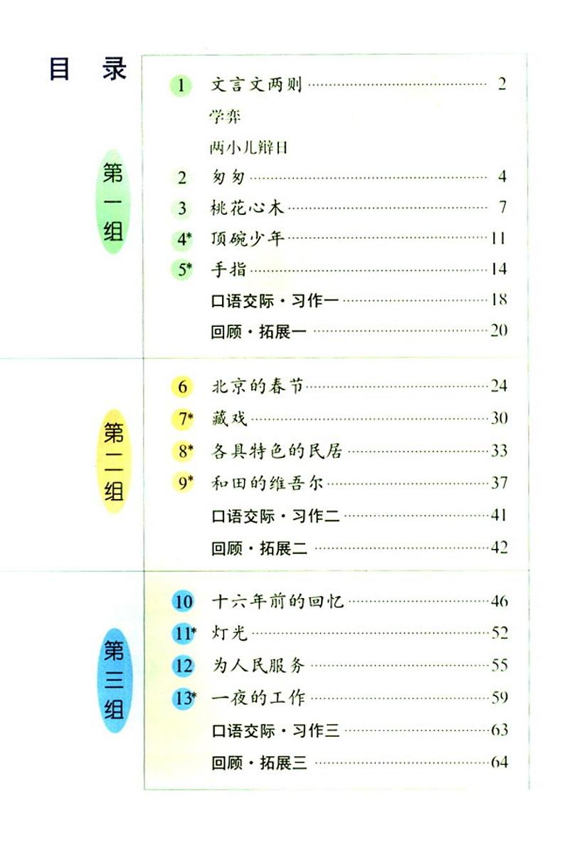 人教版最新语文六年级下册课本第2页