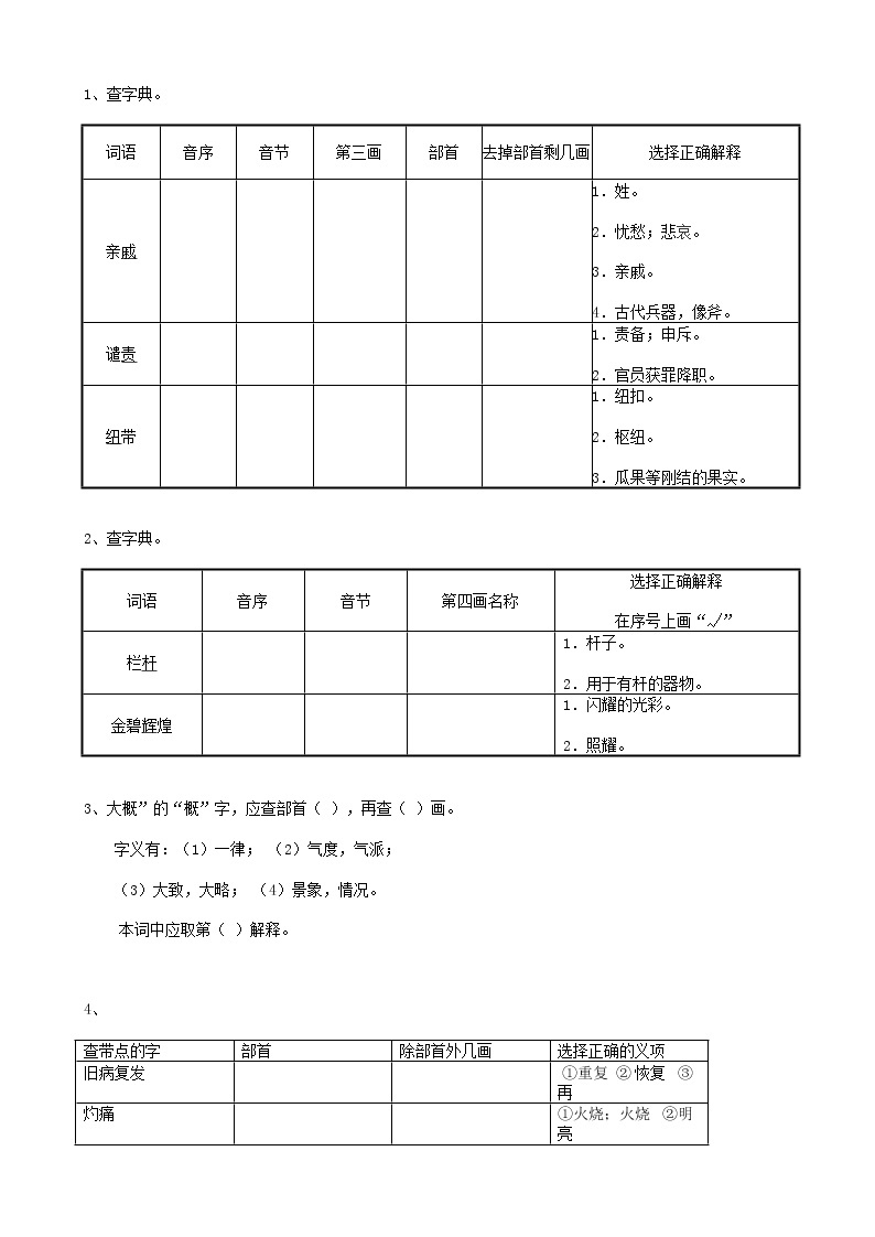 部编版语文01小升初汉字查字典（11页） 试卷01