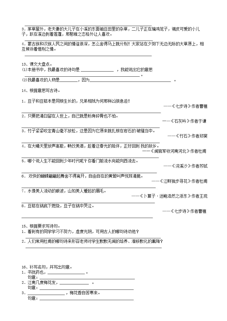 部编版语文26小升初句法翻译句子(12页) 试卷03
