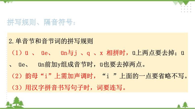 专题一·汉语拼音（二）·拼写规则、特殊拼读 课件+同步练习07