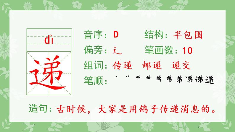 人教部编版语文二年级下册 3 开满鲜花的小路(生字+听写)PPT课件04
