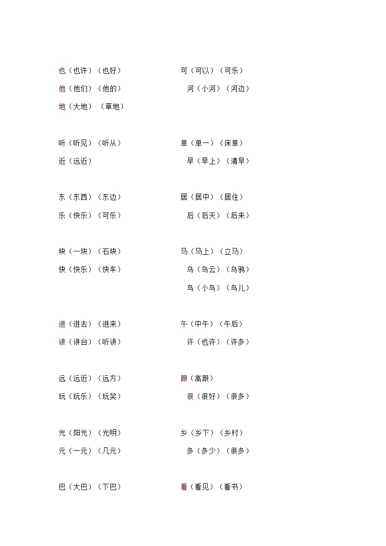 部编版一下语文期中知识点归类之:形似字03