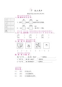 小学语文人教部编版一年级上册7 大小多少同步训练题