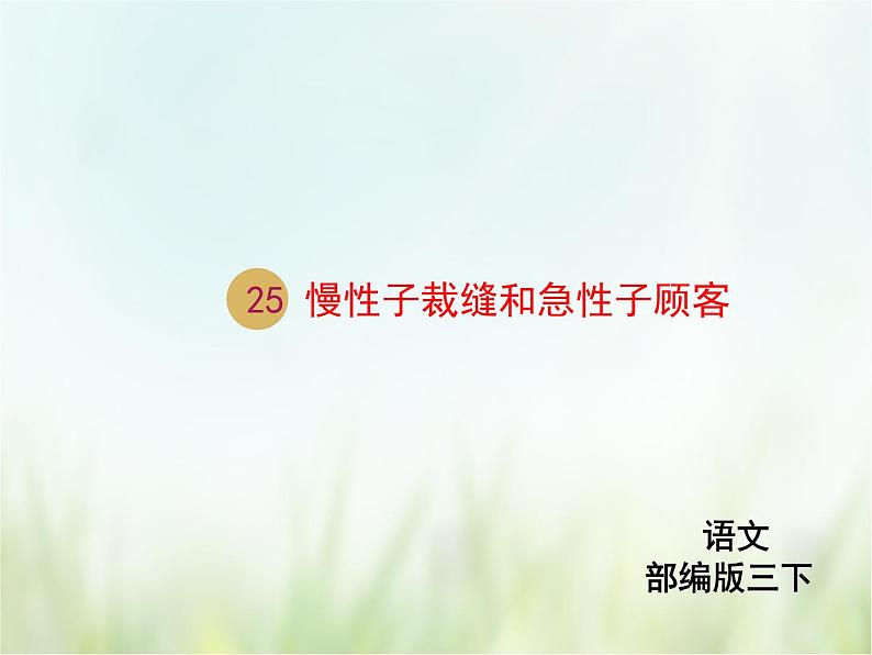 人教部编版语文三年级下册 25慢性子裁缝和急性子顾客 课件01