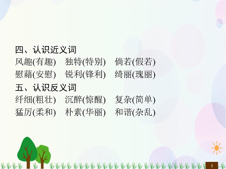 人教部编版语文四年级下册 第1单元 知识盘点 同步练习课件03