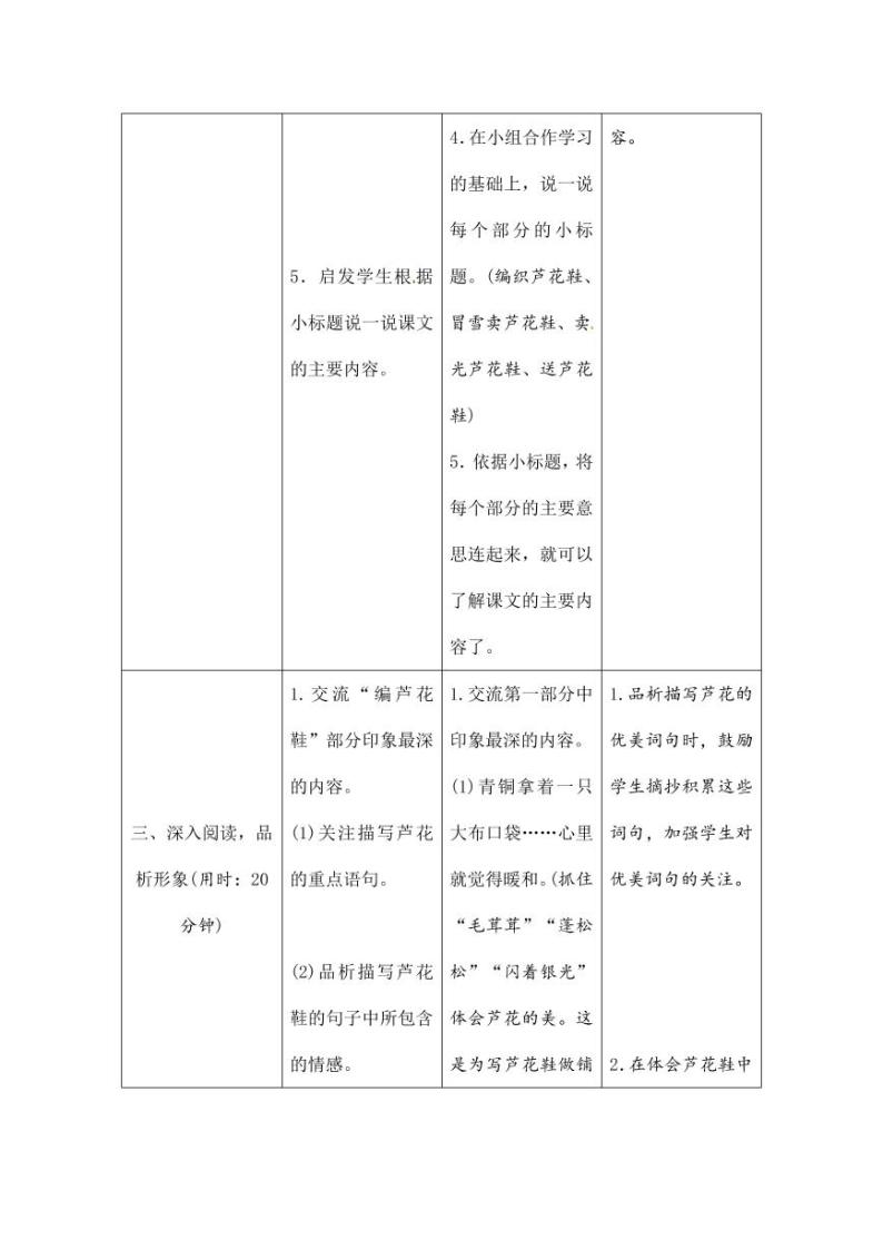 部编版人教版四年级语文下册《20芦花鞋》精品导学案教案设计小学优秀公开课03