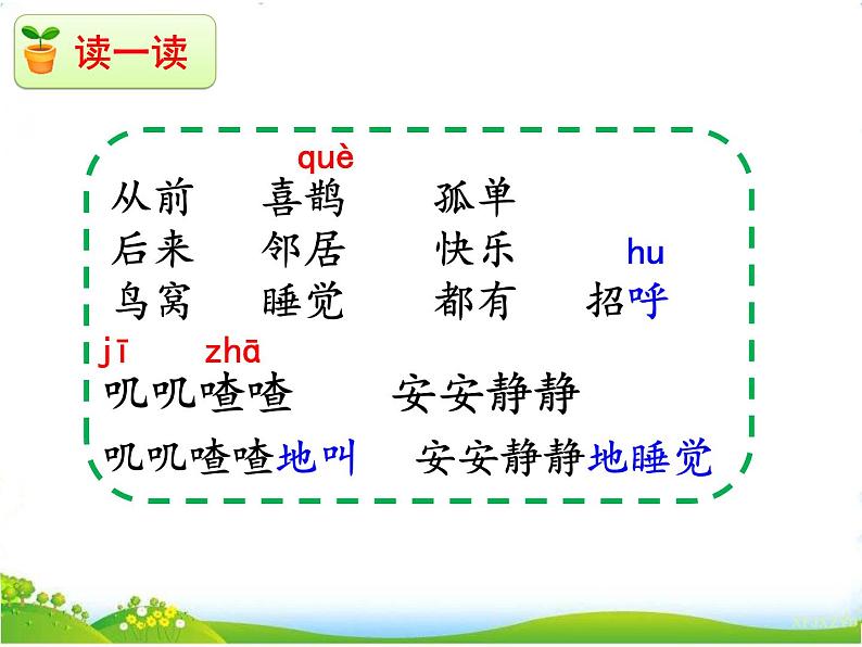 人教部编版语文一年级下册课文3.6 《树和喜鹊》课件+教案+素材08