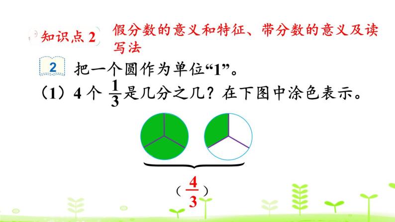 小学人教版4分数的意义和性质真分数和假分数教课内容ppt课件