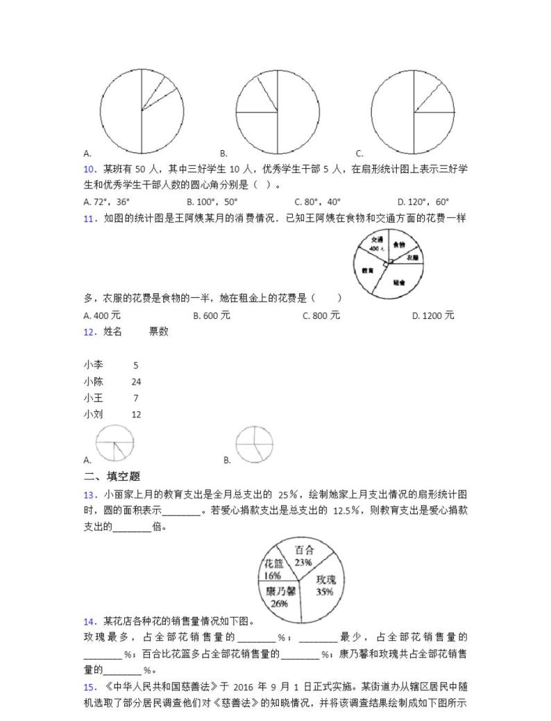 六年级上册小学数学第七单元扇形统计图检测卷(含答案解析) -03