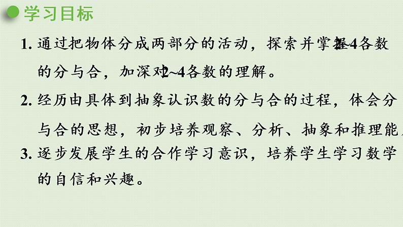 人教版一年级数学上册 3 1~5的认识和加减法 第4课时 4的分与合 课件02
