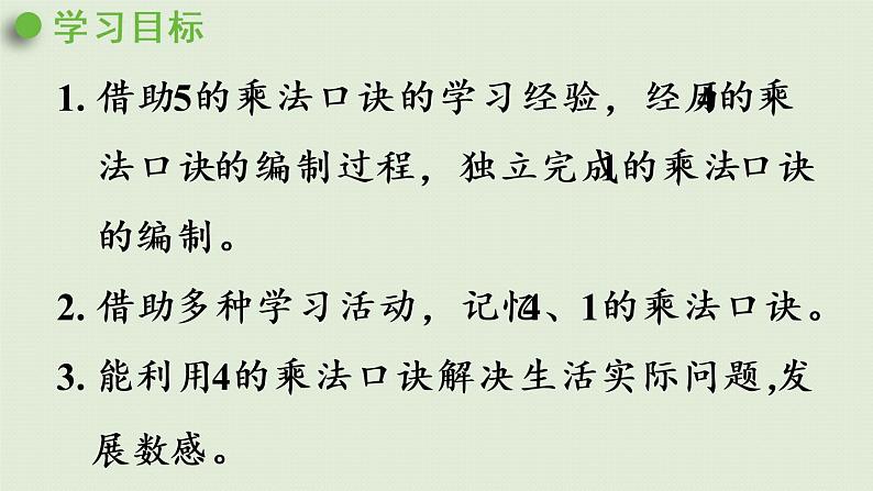 人教版二年级数学上册 4.2.3 4的乘法口诀 课件第2页