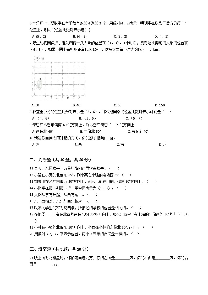 小升初数学专题复习:位置与方向(人教版)(Word版,含答案)第2页