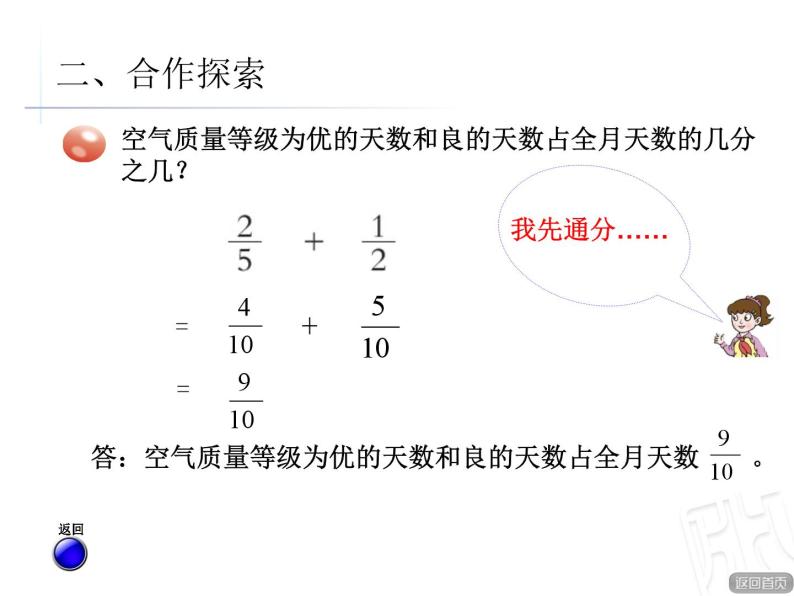 青岛版小学五年级数学下 5.2 异分母分数加减法 课件06
